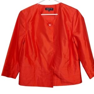 Jones New York Signature Coral Silk Jacket Blazer 14 Like New EUC
